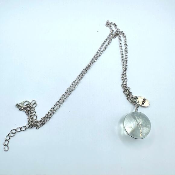 Wish Dandelion Necklace Chain Pendant Seed Fluff Stainless Steel Resin Spring - Picture 6 of 8